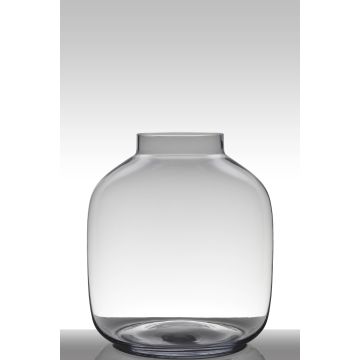 Glass vase round GEORGIA EARTH, clear, 15"/38cm, Ø13"/34cm