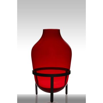 CAMILO glass flower vase on stand, red, 50cm, Ø29cm