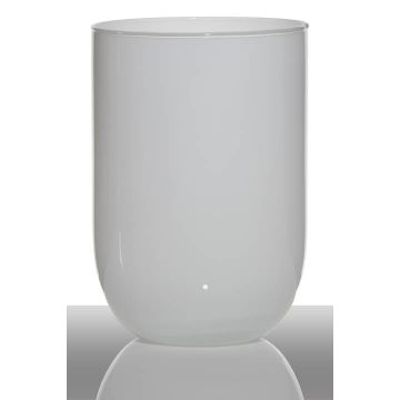 Vase cylinder shape MARISA, glass, white, 8"/20cm, Ø5.5"/14cm