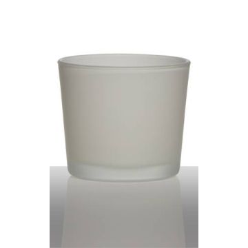 Large tealight holder ALENA FROST, glass, white matt, 3.5"/9cm, Ø4"/10cm