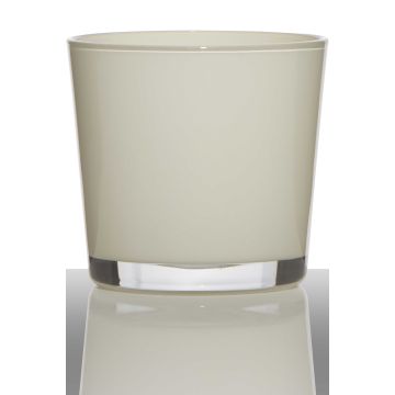 Plant pot made of glass ALENA, cream, 4.3"/11cm, Ø4.5"/11,5cm