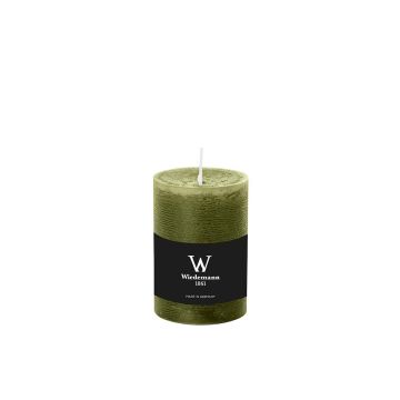 Block candle for AURORA lantern, olive green, 10cm, Ø6.8cm, 42h – Made in Germany
