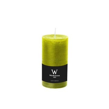 Block candle for lantern AURORA, apple-green, 5"/13cm, Ø2.7"/6,8cm, 54h - Made in Germany