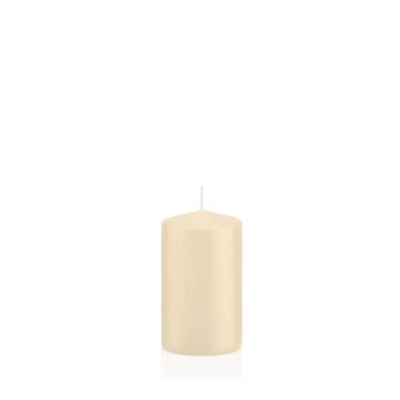 Lantern candle MAEVA, pillar, cream, 4"/10cm, Ø2.4"/6cm, 33h - Made in Germany