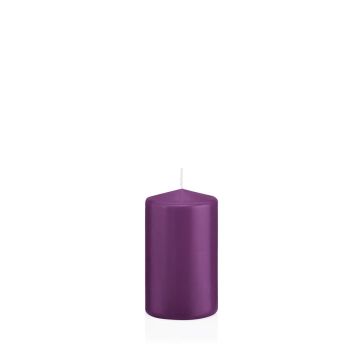 Lantern candle MAEVA, pillar, violet, 4"/10cm, Ø2.4"/6cm, 33h - Made in Germany