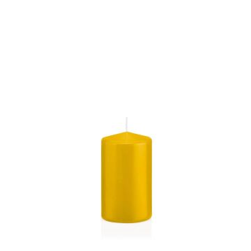 Lantern candle MAEVA, pillar, yellow, 4"/10cm, Ø2.4"/6cm, 33h - Made in Germany