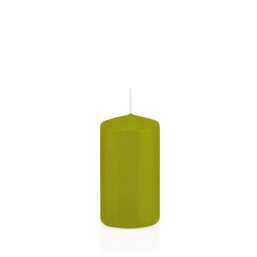 Lantern candle MAEVA, pillar, green, 4.7"/12cm, Ø2.4"/6cm, 40h - Made in Germany