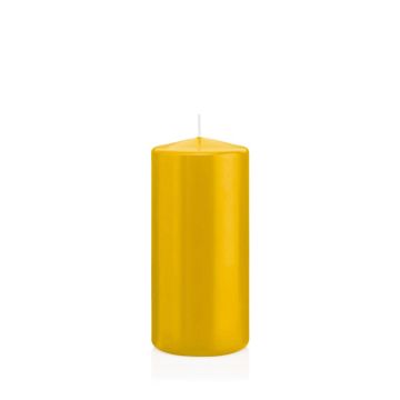 Lantern candle MAEVA, pillar, yellow, 6"/15cm, Ø2.8"/7cm, 63h - Made in Germany