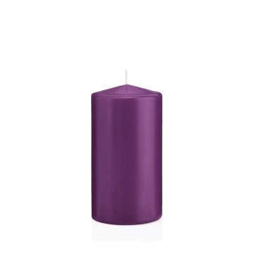 Lantern candle MAEVA, pillar, violet, 6"/15cm, Ø3.1"/8cm, 69h - Made in Germany