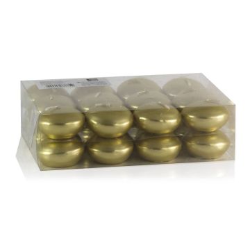 Set of 24 swimming candles ORNELLA, gold, Ø1.8"/4,5cm, 4h