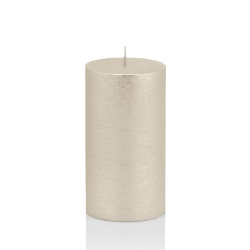 Festive candle MATHILDA, silver, 4.7"/12cm, Ø2.3"/5,8cm, 45h - Made in Germany