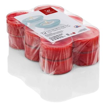 Large tea lights KENNY, 12 pcs, ruby red, 0.8"/2,1cm, &Oslash;2.2"/5,6cm, 8h