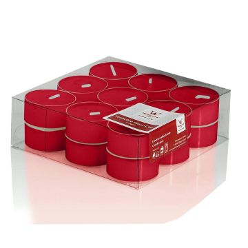 Large tea lights KENNY, 18 pcs, ruby red, 0.7"/1,8cm, &Oslash;1.5"/3,8cm, 4h