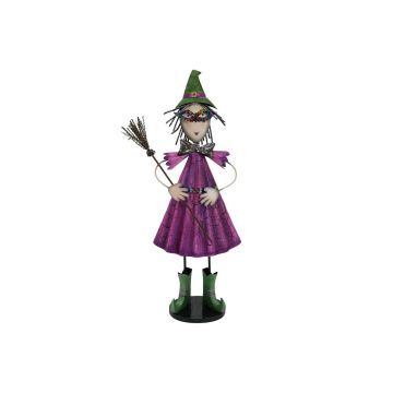 Halloween decoration: small witch MYSTERY with broom and hat, 100cm