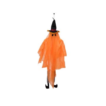 Halloween decoration: JEGOR ghost with witch’s hat, LEDs, orange, 150cm