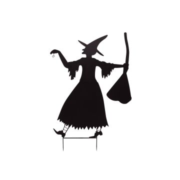 Halloween decoration: SPOOKY WITCH witch silhouette, metal, black, 140cm