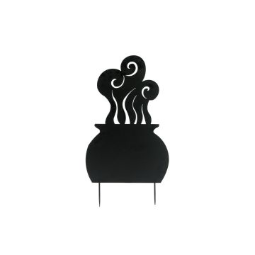 Halloween decoration: SPOOKY CAULDRON silhouette, metal, black, 83cm