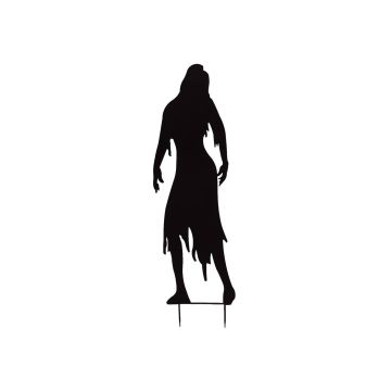 Halloween Decoration Silhouette Woman SPOOKY ZOMBIE, metal, black, 135cm