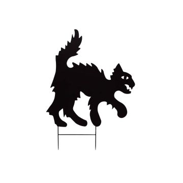 Halloween decoration: Silhouette cat – SPOOKY CAT, metal, black, 53cm