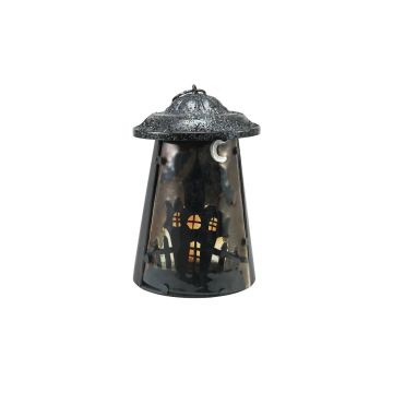 Halloween decoration: COSMO lantern/light with tea light holder, haunted house, 23cm
