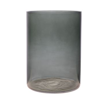 Cylindrical glass vase SANYA EARTH, dark grey-clear, 25cm, Ø18cm