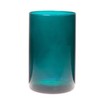 Cylindrical glass vase SANYA EARTH, cyan blue-clear, 21cm, Ø14cm