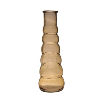 Stem flower vase MAYRIN made of glass, beige-brown clear, 18cm, Ø5cm
