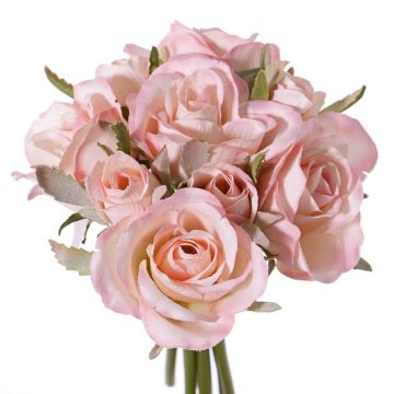 Fake bouquet of roses ROSILA, pink, 8"/20cm, Ø6"/15cm
