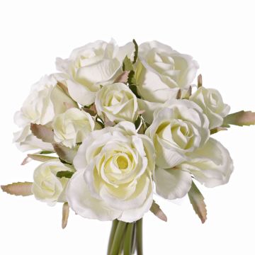 Fake bouquet of roses ROSILA, white, 8"/20cm, Ø6"/15cm