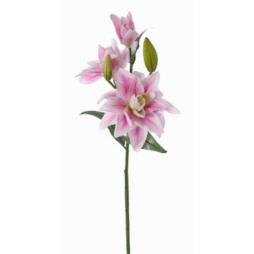 Silk flower lily ISALIE, pink-white, 31"/80cm, Ø6"/15cm
