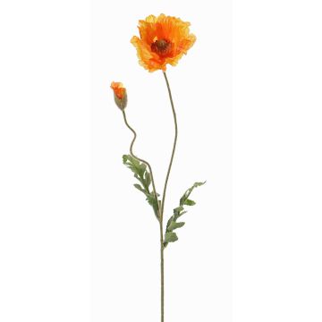 Silk poppy flower LIENTJE, orange, 26"/65cm, Ø4.7"/12cm