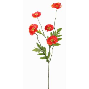 Silk poppy flower KEIRA, orange, 26"/65cm, Ø2"/5cm