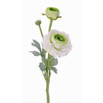 Fake ranunculus YAKIRA, white-green, 16"/40cm, Ø1.6"-3.5"/4-9cm