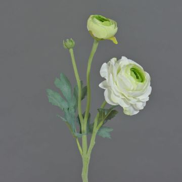 Fake ranunculus YAKIRA, white-green, 16"/40cm, Ø1.6"-3.5"/4-9cm Fake ranunculus YAKIRA, white-green, 16"/40cm, Ø1.6"-3.5"/4-9cm