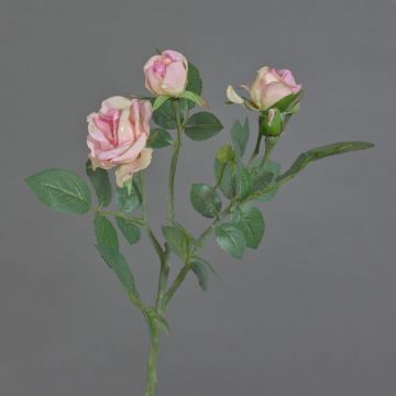 Artificial rose branch CORALEE, pink, 20"/50cm, Ø1.2"-2.8"/3-7cm Artificial rose branch CORALEE, pink, 20"/50cm, Ø1.2"-2.8"/3-7cm
