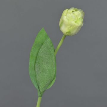 Artificial tulip ROMANA, green-white, 18"/45cm, Ø2.4"/6cm
