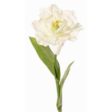 Artificial Parrot Tulip STEFANIE, white-green, 26"/65cm, Ø2.8"/7cm