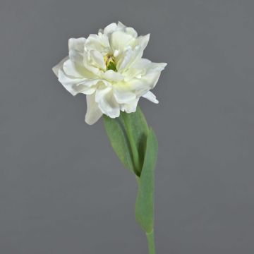 Artificial Parrot Tulip STEFANIE, white-green, 26"/65cm, Ø2.8"/7cm