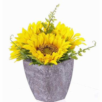 Fake sunflower arrangement SILKE in decorative pot, yellow, 8"/20cm, Ø3.9"/10cm Fake sunflower arrangement SILKE in decorative pot, yellow, 8"/20cm, Ø3.9"/10cm