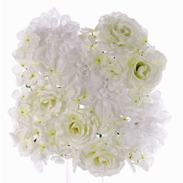 Fake rose dahlia hydrangea mat EVOLET, white, 10"x10"/25x25cm Fake rose dahlia hydrangea mat EVOLET, white, 10"x10"/25x25cm