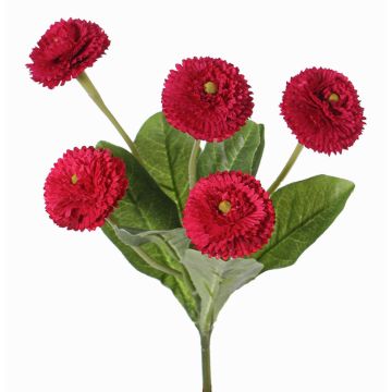 Fake daisy HEIKE on spike, fuchsia, 10"/25cm, Ø1.8"/4.5cm
