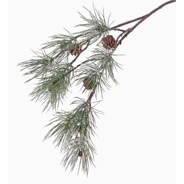 Fake fir branch CALEB with cones, frozen, 31"/80cm