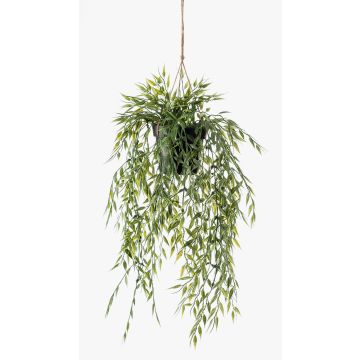 Artificial hanging basket with bamboo ANDRES in decorative pot, 20"/50cm
