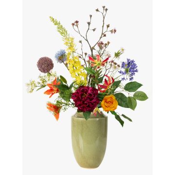 Artificial flower bouquet FEME, orange-violet, 3ft/105cm, Ø16"/40cm