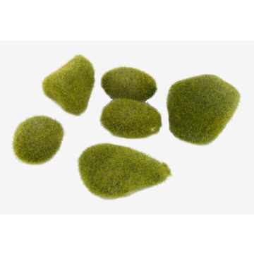 Artificial moss stones BAHIA, 6 pieces, green, 4.7"x6"x2"/12x16x5cm