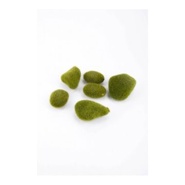 Artificial moss stones BAHIA, 6 pieces, green, 4.7"x6"x2"/12x16x5cm
