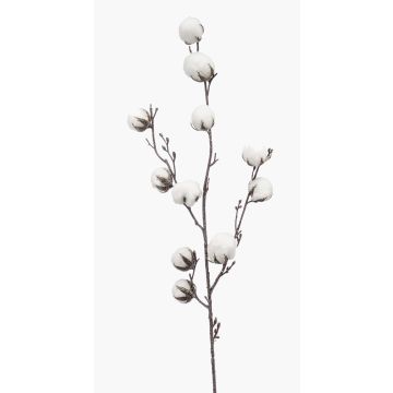 Artificial cotton branch CASAS with flowers, green, 33"/85cm