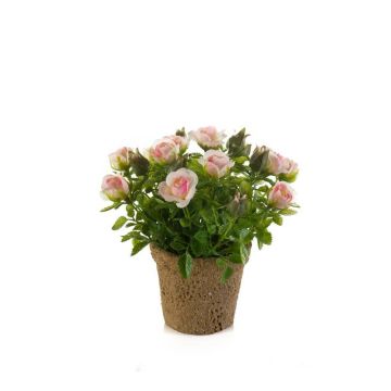 Silk rose LARAINA in decorative pot, light pink, 6"/15cm