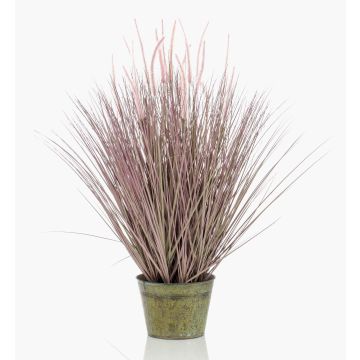 Artificial fountain grass OVIDIO, panicles, zinc pot, green, 3ft/100cm