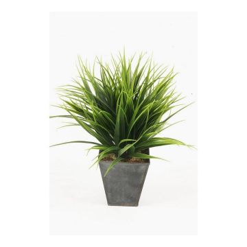 Plastic reed grass ARIANO in zinc pot, green, 12"/30cm